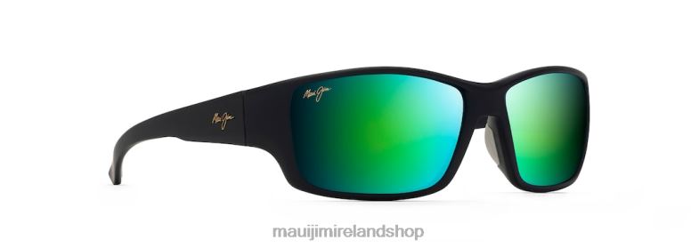 Maui Jim Sunglasses 2J26J371 | Maui Jim Local Kine Polarized Wrap Sunglasses Soft Black with Dark Transparent Green and Light Transparent Grey/Green