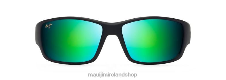 Maui Jim Sunglasses 2J26J371 | Maui Jim Local Kine Polarized Wrap Sunglasses Soft Black with Dark Transparent Green and Light Transparent Grey/Green