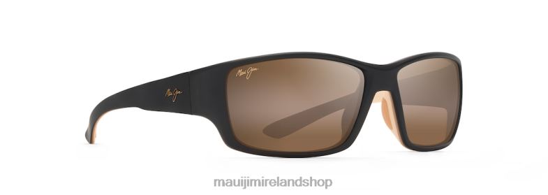 Maui Jim Sunglasses 2J26J372 | Maui Jim Local Kine Polarized Wrap Sunglasses Matte Dark Transparent Brown with Tan and Cream/HCL Bronze