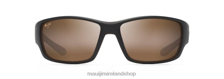 Maui Jim Sunglasses 2J26J372 | Maui Jim Local Kine Polarized Wrap Sunglasses Matte Dark Transparent Brown with Tan and Cream/HCL Bronze