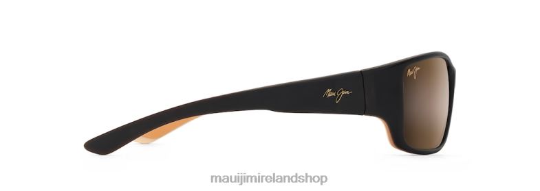 Maui Jim Sunglasses 2J26J372 | Maui Jim Local Kine Polarized Wrap Sunglasses Matte Dark Transparent Brown with Tan and Cream/HCL Bronze