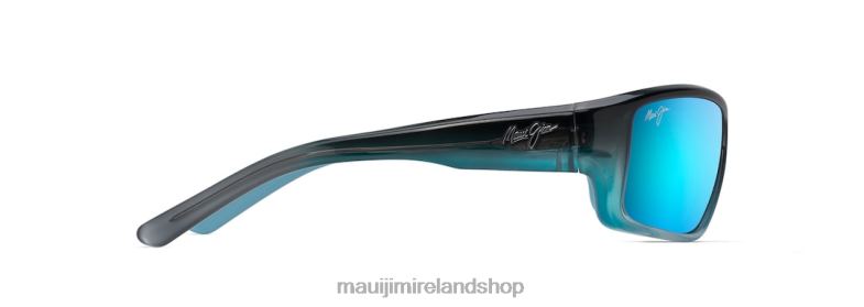 Maui Jim Sunglasses 2J26J379 | Maui Jim Barrier Reef Polarized Wrap Sunglasses Blue with Turquoise/Blue Hawaii