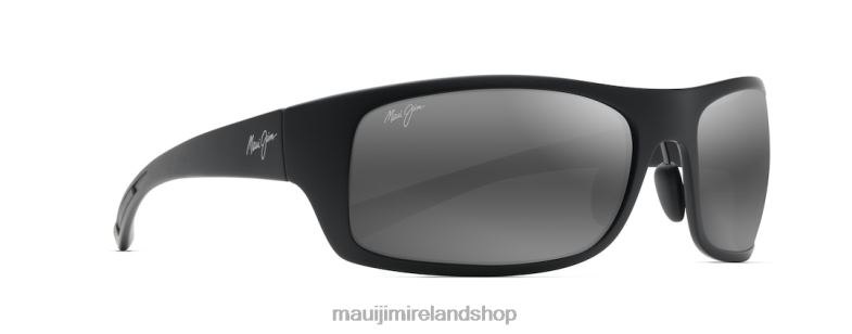 Maui Jim Sunglasses 2J26J381 | Maui Jim Big Wave Polarized Wrap Sunglasses Matte Black/Neutral Grey