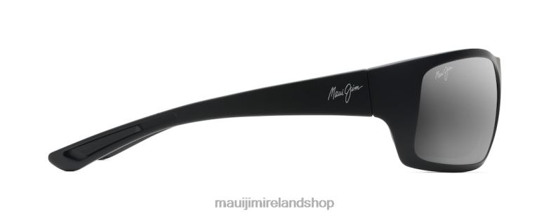 Maui Jim Sunglasses 2J26J381 | Maui Jim Big Wave Polarized Wrap Sunglasses Matte Black/Neutral Grey
