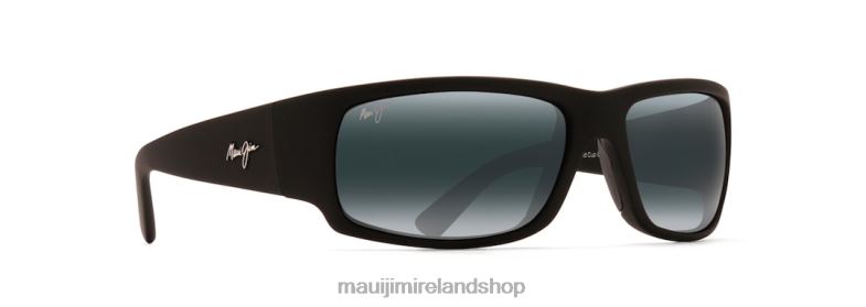Maui Jim Sunglasses 2J26J383 | Maui Jim World Cup Polarized Wrap Sunglasses Matte Black Rubber/Neutral Grey