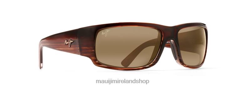 Maui Jim Sunglasses 2J26J385 | Maui Jim World Cup Polarized Wrap Sunglasses Chocolate Stripe Fade/HCL Bronze