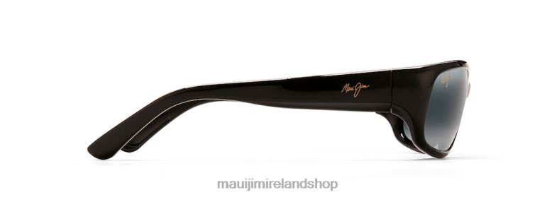 Maui Jim Sunglasses 2J26J392 | Maui Jim Stingray Polarized Wrap Sunglasses Gloss Black/Neutral Grey