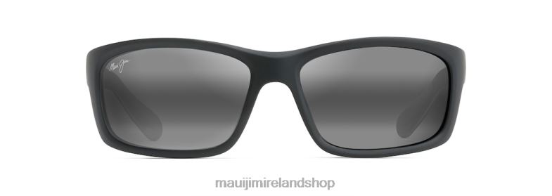 Maui Jim Sunglasses 2J26J423 | Maui Jim Kanaio Coast Polarized Wrap Sunglasses Matte Soft Black with White and Blue/Neutral Grey