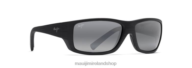 Maui Jim Sunglasses 2J26J451 | Maui Jim Wassup Polarized Wrap Sunglasses Matte Black Woodgrain/Neutral Grey