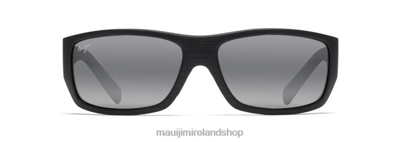 Maui Jim Sunglasses 2J26J451 | Maui Jim Wassup Polarized Wrap Sunglasses Matte Black Woodgrain/Neutral Grey