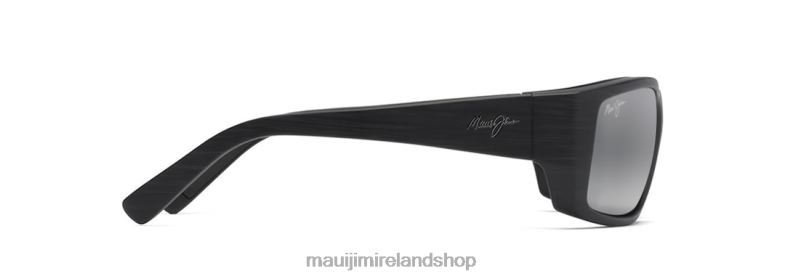 Maui Jim Sunglasses 2J26J451 | Maui Jim Wassup Polarized Wrap Sunglasses Matte Black Woodgrain/Neutral Grey